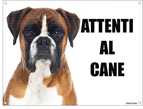 BOXER attenti al cane mod 4 TARGA cartello IN METALLO (15X20)