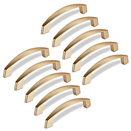 SOTECH 10 x Möbelgriff THEA BA 128 mm Messing gebürstet Schubladengriff Schrankgriff