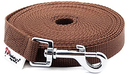 Twinkys Dog Style Hundeleine Schleppleine MIT Handschlaufe Braun 30 Meter 20 mm breit für Hunde bis 50 kg Made IN Germany