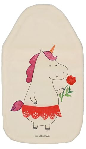 Mr. & Mrs. Panda Wärmflasche Einhorn Dame - Geschenk, Wärmflasche mit Bezug, Körnerkissen, Kinderwärmflasche, Unicorn, Bettflasche, Wärmekissen,
