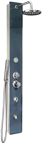 Elbe Colonne de douche avec Mitigeur, Panneau de Douche avec panneau en verre trempé, 3 modes de douche, 150 x 18 x 7 cm Big-Size-Design