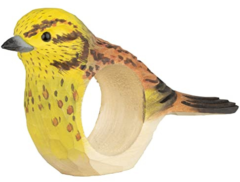 Wildlife Garden WG4573 Serviettenring Goldammer - Handgeschnitzter Serviettenring aus Holz für die Tischdekoration