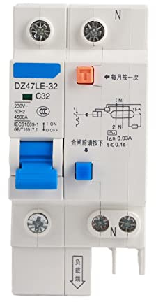 Disjoncteur Différentiel RCCB 30mA 32A 230V 1P N Protection Fuite Surcharge Court-circuit for Décoration Domestique