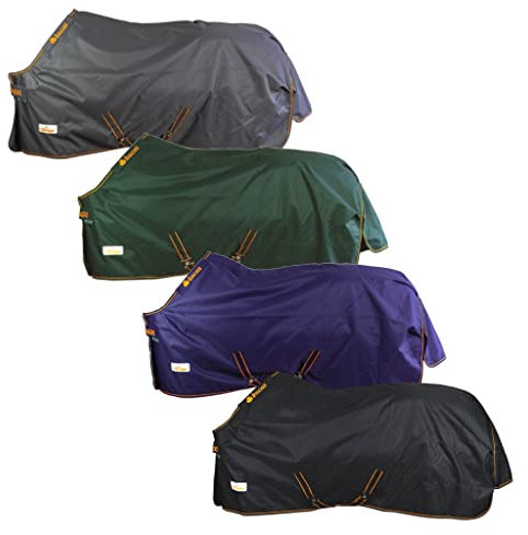 Marengos by Bucas - Winterdecke 1200D Irish Turnout | atmungsaktive & wasserdichte Outdoordecke mit Innenfutter & Kreuzbegurtung | Blau/Orange in Größe 155cm (100g/m² Füllung)