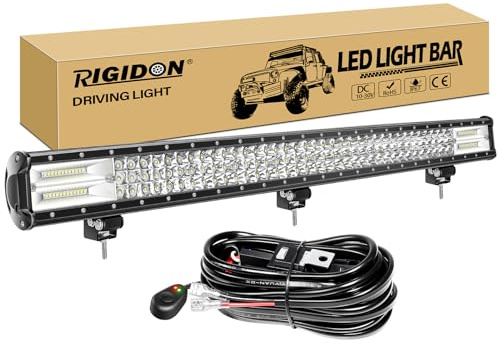 RIGIDON 40 zoll 102cm 540W led lichtleiste 4x4 kfz mit 12v kabelbaum kit | 6000K, wasserdichte, offroad beleuchtung bar, light bar, arbeitsleuchte, zusatzscheinwerfer, für LKW auto Pickup fahrzeuge