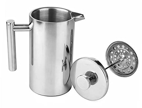 French Press Kaffeebereiter Aus Edelstahl, Kaffeekanne Mit 2 Zusätzlichen Filtern, Handfilter Kaffeepresse Doppelwandig Thermo Für Campingreisen, Leicht Zu Reinigende Kaffeemaschine Teebereiter