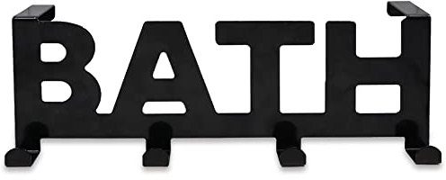 Roucerlin Colgador de gancho para puerta con 4 ganchos, toallero para puerta de baño, colgador de baño de metal decorativo para bolsa de bata, organizador colgante resistente para (negro)