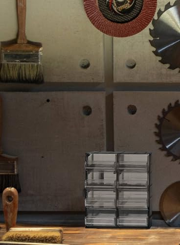 Dmora - Armadio Multiuso 2 Ante Tienen, Armadietto Porta minuteria, Mobile per contenitori portautensili, 100% Made in Italy, 19x15h23 cm, Antracite, 8 cassetti