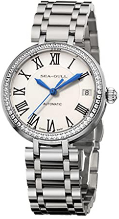 SEA-GULL 2021 Seagull Damen Armbanduhr Automatik Mechanische Uhr Ultra Dünn Casual Einfache Römische Urlaub Saphir Frauen Armbanduhr, Weiß-2, Armband