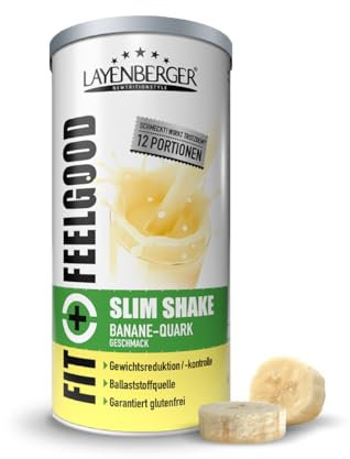Layenberger Fit+Feelgood Slim Shake Powder, substitut de repas pour 12 portions de 213 kcal (1 x 396 g) - Quark banane