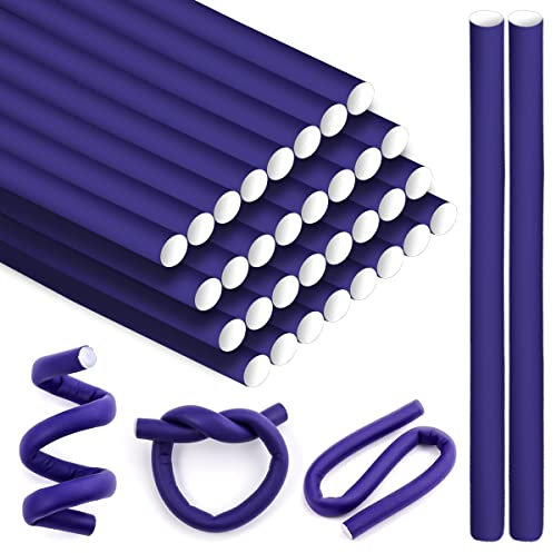 30 Pezzi Bigodino Lungo per Boccoli, Flessibili Bigodini Schiuma Twist Arricciacapelli Senza Calore, Viola Bigodini Morbidi per Dormire Fascia Bigodino per Donne Ragazze Capelli Lunghi Medi e Corti