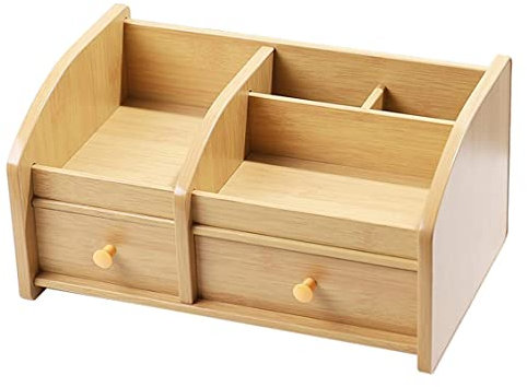 Kreative Büro Desktop Stifthalter Holz Schublade Stil Aufbewahrungsbox Multifunktions Debris Box Visitenkarte Box Kosmetik Box 28.4CM,Natural