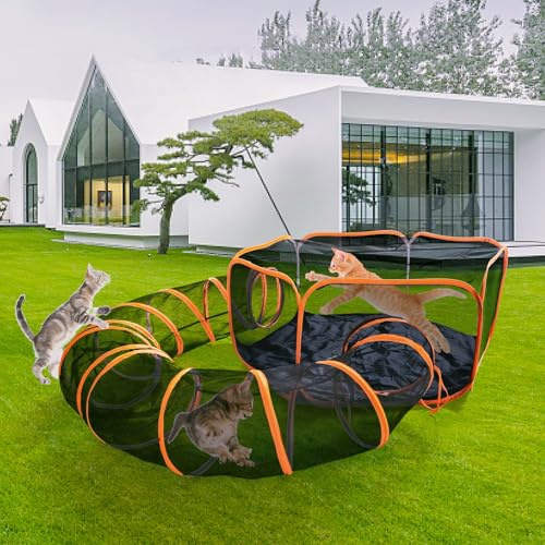 Homegroove Recinzioni per gatti da esterno, recinto per gatti da interno, box pieghevole portatile per gatti (tenda per gatti e tunnel per gatti) per più gatti e piccoli animali, tenda con borsa per