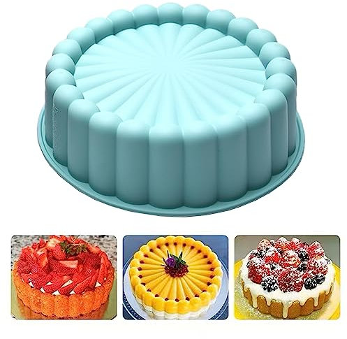 Stampo per Torta Tondo in Silicone Antiaderente,Stampo in Silicone Rotondo per Dolci e Torte,Stampi per Cottura Dolci,Cheesecake,Quiche,Pasticceria - Resistente al Calore e Facile da Pulire 20 cm