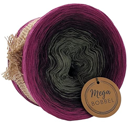 MegaBobbel*Winterbeeren*A238*Farbverlaufsgarn - Lace Garn Bobbel Wolle zum Häkeln & Stricken (3fädig-ca.1500m / Außenfarbe: Brombeere)
