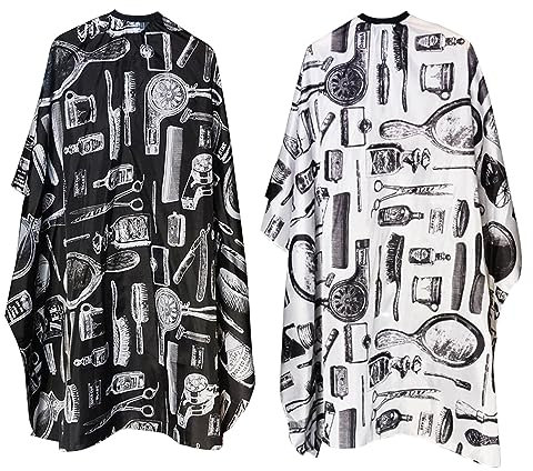 SKHAOVS 2 Pezzi Mantellina Taglio per Parrucchieri, Mantella Parrucchiere Mantella Mantello da Taglio con Chiusura a Scatto per Tagliare i Capelli, per Taglio Acconciatura e Colore (2 Pezzi)