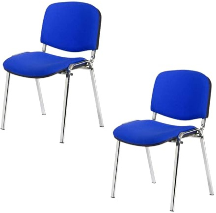 topsit Office & More - Set di 2 sedie per visitatori, cromate, ISO, comode sedie da conferenza, impilabili, con seduta e schienale imbottiti, colore: blu