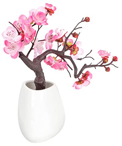DECHOUS Künstliche Pflaumenblüten-Dekoration Realistischer Blumenbonsai Künstliche Pflaumenblüte Im Topf Simulationspflanze