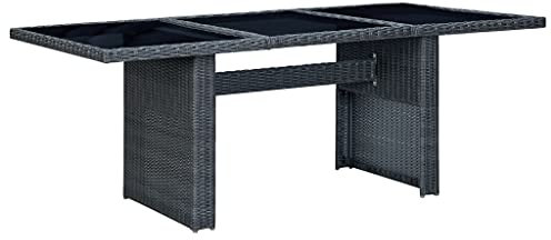 ULUYYUC Gartentisch Garten Bar Tisch Tisch Garten Terrasse EsstischGartentisch Dunkelgrau Poly Rattan und Hartglasgeeignet für Balkone, Terrassen und Laubengänge