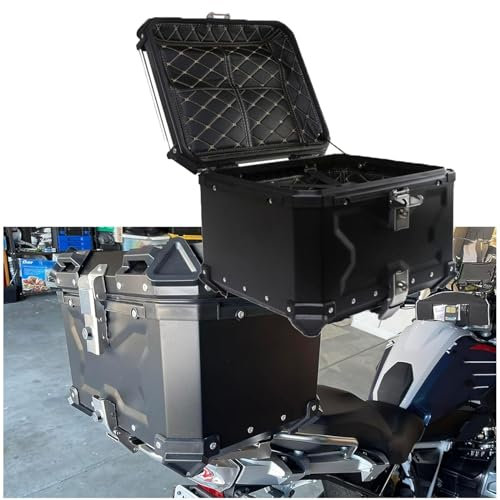 Motorradkoffer Topcase Helmkoffer Aluminium Top Case Universal 45L 55L 65L 80L 100L Kofferraum Mit Sicherheitsschloss,Motorrad Heckkoffer Für Roller, Mofa & Quad (Color : Schwarz, Size : 80L)