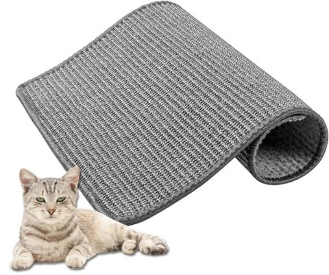 PEIHUODAN Katzenkratzteppich Natürliche Sisal-Katzenkratzmatte Für Innen Katzen Schleifen Krallen Nägel Horizontal Katze Boden Kratzmatte Teppich, Schützen Teppiche Und Sofas (Grey,40x60cm)