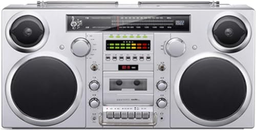 Reproductor de cinta retro, reproductor de casete Bluetooth portátil, radio AM/FM, entrada de CD/USB/casete/Bluetooth/AUX, altavoz integrado, boombox de casete de alta fidelidad