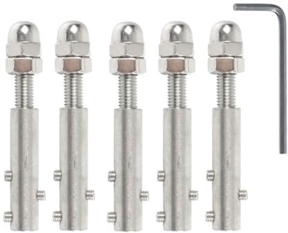 Drahtseilklemme 10 Stück Handschraubenklemme Drahtseil 12 mm Gewindebolzen Spannung Endbeschlag mit Sechskant Madenschraube Bolzen Schnalle for Treppendeckpfosten Seilklemme