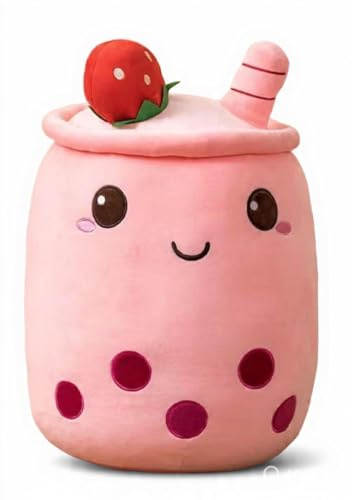 TRENSETGO Bubble Tea Tasse, Kuscheltier, Stofftier, Heimdekor, Weiches Spielzeug, Plüschkissen, Dekokissen für Ihre Spielzeit, Geschenk für Freundin, Kinder, Freund, Liebhaber (Pink - 35CM)