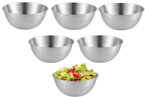 LEKEFETO 6er-Set Edelstahl Rührschüssel, Edelstahl Schüsseln, Stapelbar Metall Schüsselset, Salatschüssel (Ø 16.8cm)