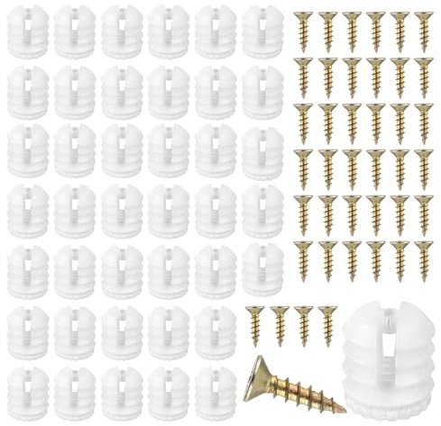 Lot de 40 chevilles à charnière en plastique avec vis - Chevilles en plastique - Vis nickelées