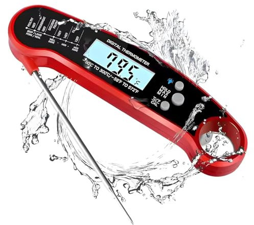 Nozzy Instant Read Meat Thermometer for Cooking Grill and BBQ Griddle - Waterproof w/Backlight & Calibration for Food, Oven, Air Fryer Accessories, Kitchen Essentials, Stocking Stuffer Gifts