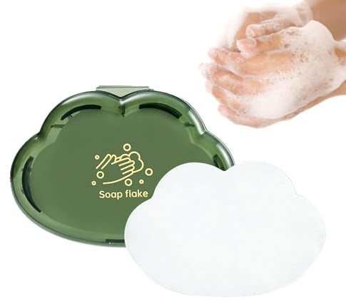 Fogli di sapone portatili 50 pezzi fogli di carta per il lavaggio delle mani, fiocchi di sapone delicato per la pelle con nuvola, sapone per le mani per campeggio, interni, r