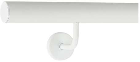 TIBU Handlauf Aluminium Weiß Geländer 30-600cm Wandhandlauf Treppe gewinkelte Edelstahlhalter, Länge 320 cm mit 4 Halter und gerade Kappe