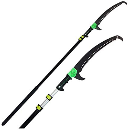 JXYQ 18FT/5.4M Telescopic Pruning Saw with Curved Tree Saw Aluminum Extendable Telescopic Rod for Pruning and Trimming Branches Cutting Leaves Garden Landscaping Fruit Tree Saw