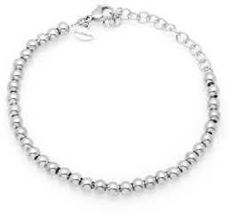 Bracciale a Sfere Acciaio Inox Uomo Donna, Braccialetto Unisex 5mm, lunghezza 16+5 cm regolabile, Colori Argento, Rosa, Oro – Elegante, Resistente, Antiallergico, Non Scolorisce