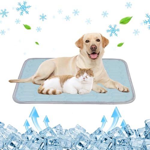 Fililogor Kühlmatte für Hunde Katzen, Hundekühlmatte, Selbstkühlende Hundematte 70 * 50cm, Waschbar rutschfest, Kühlkissen für Große Hunde Sommer (Blau, M)