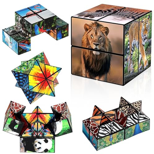 Cubo Rubik, Cubo Rotante 2 in 1 con Stampe Animali, Cubos di Rubik Giocattolo Per Bambini, 3D Gioco di Rotazione del Puzzle con Animal per Ragazzi Ragazze Adulti Puzzle Antistress Giocattoli Eregali