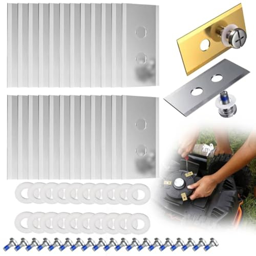 36 pièces de lames de rechange compatibles pour Mammotion Luba et YUKA toutes séries, kit robuste de lames de tondeuse robot en titane, avec vis et rondelles (argenté 36 pièces)