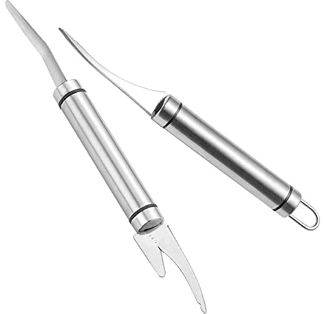 KOCKSHION Éplucheur De Crevettes en Acier Inoxydable Portable Ergonomique, Lot De 2, Outil De Nettoyage Ménager Polyvalent pour Usage Quotidien