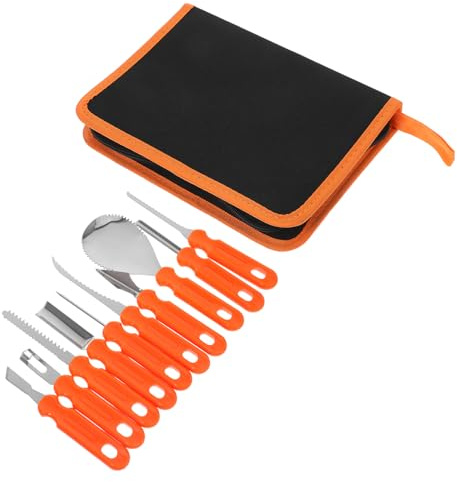 TOPBATHY 10piezas Cuchillo Para Tallar Calabazas De Halloween Juego De Herramientas De Acero Inoxidable Incluye Raspador Cuchillo De Para Proyectos Familiares De Bricolaje y Decoraciones De