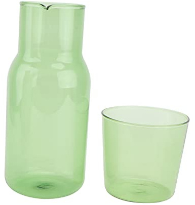 VICASKY Set Bicchieri Acqua Tazza di Vetro in Vetro Borosilicato Verde, Bottiglia D'acqua Grande Capacità per Piscine e Cena di Ringraziamento