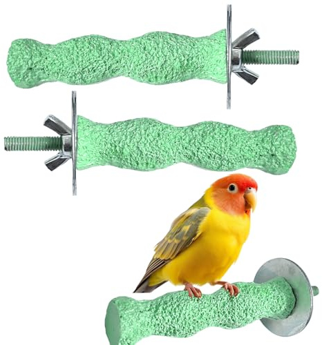 VLYX Lot de 2 Perchoirs Lavables, Pierre à Broyer pour Bec & Lime à Ongles pour Perruches et Petites Cages à Oiseaux