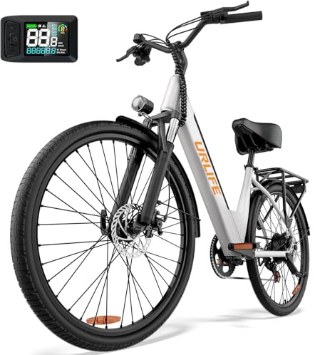 URLIFE Vélo Électrique, 26 Électrique avec Batterie au Lithium Amovible 48V 10.4Ah, Vélo de Montagne Electrique avec 7 Vitesses, Moteur 250W, Autonomie 80-100km pour Adulte (Blanc)