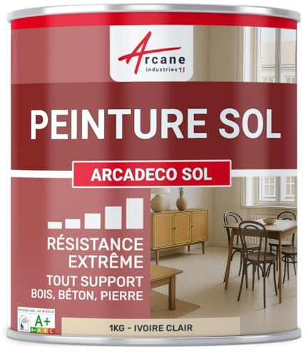 ARCANE INDUSTRIES Pintura para suelos interiores poliuretano, multisoportes ARCADECO - 1683 - Marfil Claro - RAL 1015 | Pintura Suelo Interior, Hormigón, Madera, Piedra y Azulejos, Resistente a la abrasión, Lavable - Arcane Industries