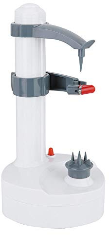 SIXRUN Pelapatate Elettrico, Pelapatate Automatico con Lame in Acciaio Inossidabile per Patate Pere Mele, Gadget da 11 X 5,7 X 5,7 Pollici per Famiglie Impegnate (WHITE)