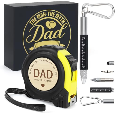 Dad Gifts, Presents For Daddy, Birthday Gift, Tape Measure & Multi Tool Pen | Birthday Present, Fathers Day Gift, DIY Gadget, Durable Design, Gift from Son Daughter
