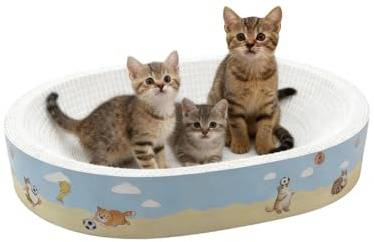 Cat Scratcher - Plant Fiber Scratching Lounge Bed | Cat Scratch Board Bowl Mat for Kittens and Medium to Large Cats, Furniture, Door, Couch, Carpet Protection, Indoor Enrichment and Play