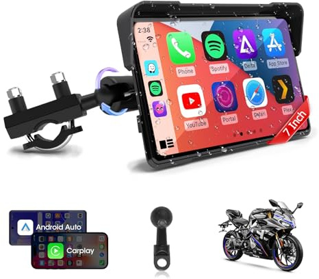Vtopek Carplay Moto con 7 HD Pantalla y 2 Formas De Alimentación (USB&Acc)