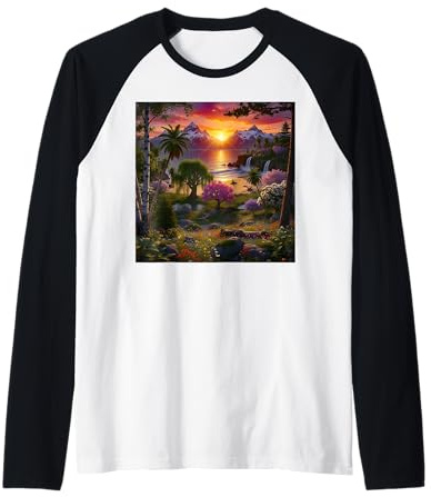 Art de Paysage Nature au Lever du Soleil et au Paradis Vibrant Manche Raglan