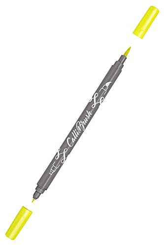 ONLINE Calli.Brush Pen mit Double-Tip, Pinsel- und Kalligraphie-Spitze, Handlettering Brush-Pens in verschiedenen Farben, bunte Bullet-Journal Stifte für Kalligrafie, Aquarell, Farbe: Fluo Yellow